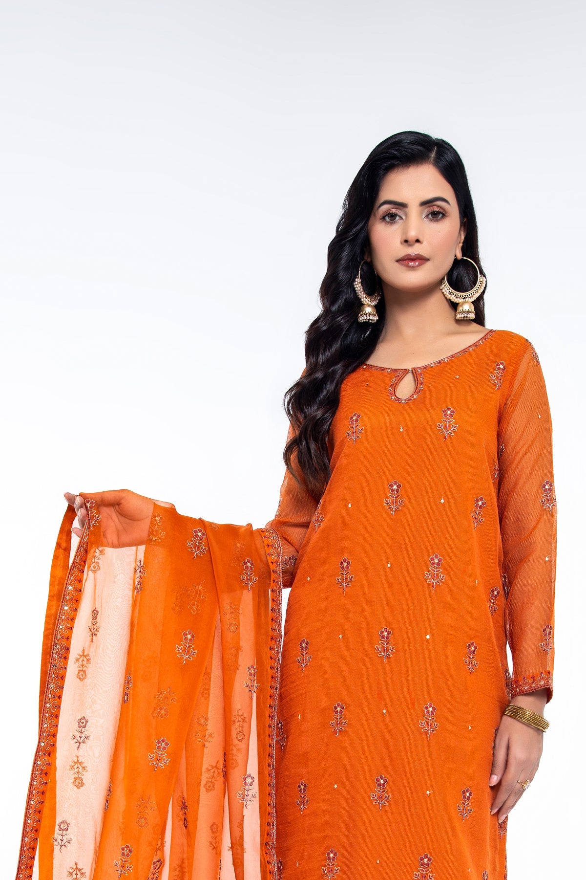 PRET EMBROIDERED & EMBELISHED KARANDI NET 3 PCS
