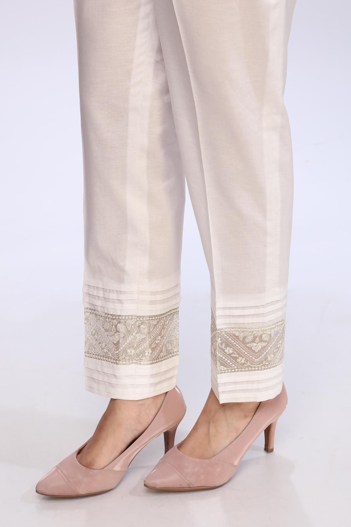 EMBROIDERED CAMBRIC TROUSER