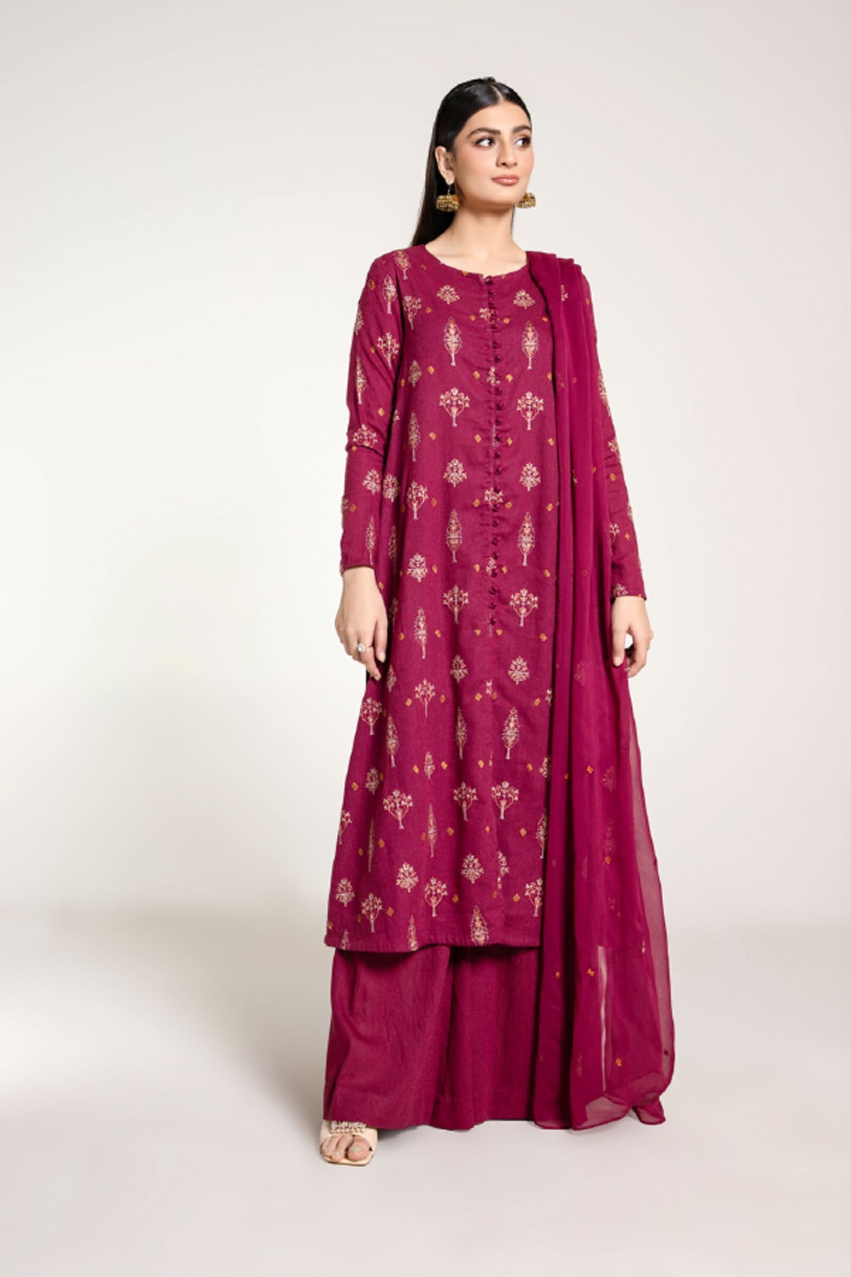 EMBROIDERED COTTON KARANDI 3 PCS (UNSTITCHED)