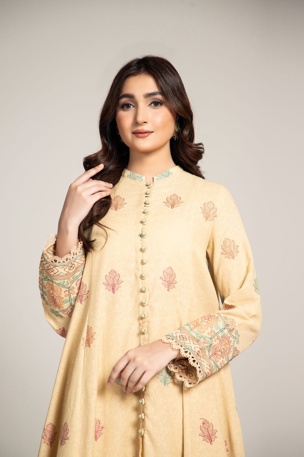 EMBROIDERED COTTON KARANDI 2 PCS (UNSTITCHED)