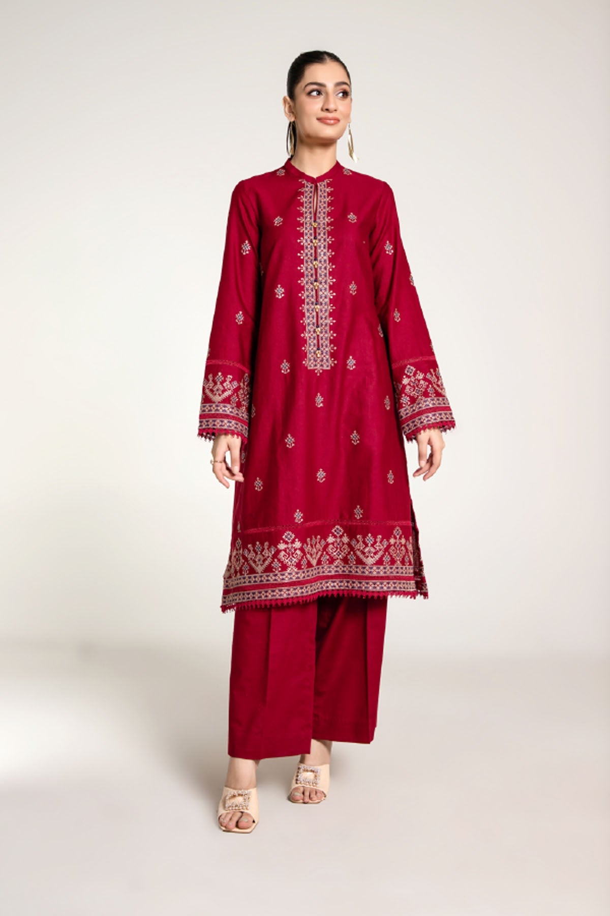 EMBROIDERED SLUB KHADDAR 2 PCS (UNSTITCHED)