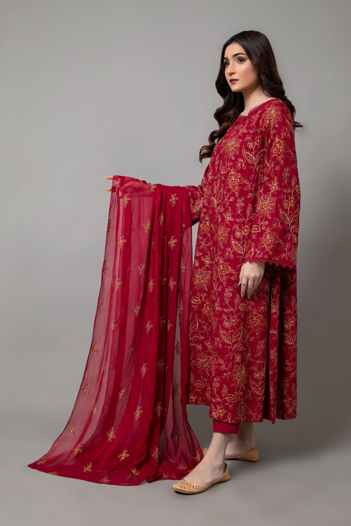 EMBROIDERED COTTON KARANDI 3 PCS (UNSTITCHED)