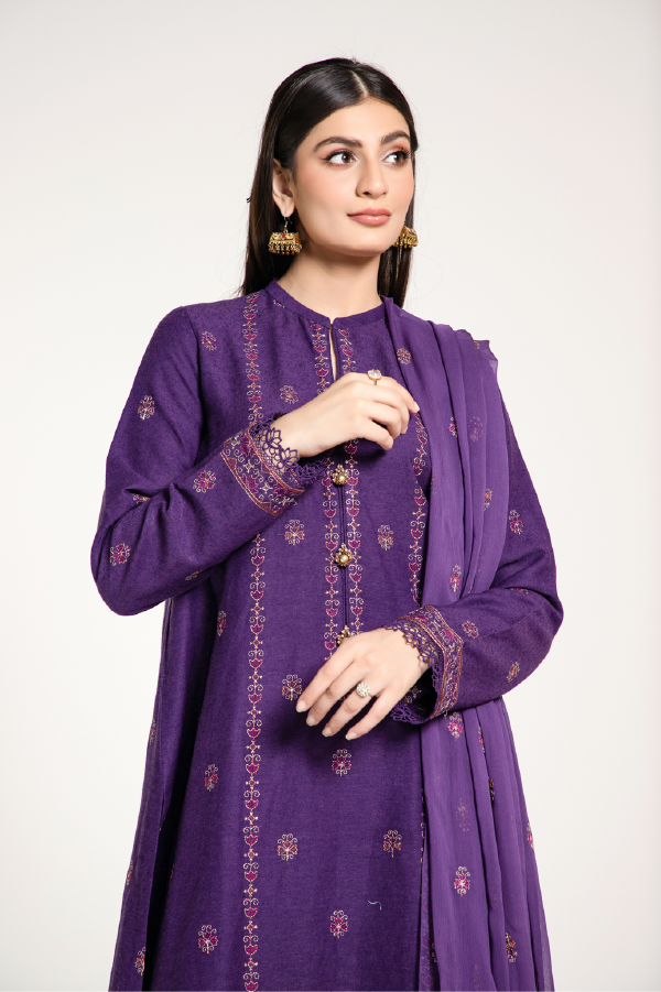 EMBROIDERED COTTON KARANDI 3 PCS (UNSTITCHED)