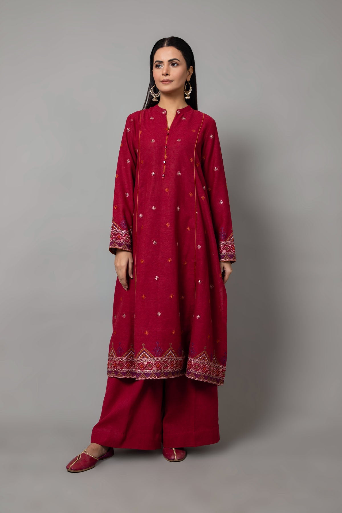 EMBROIDERED COTTON KARANDI 2 PCS (UNSTITCHED)