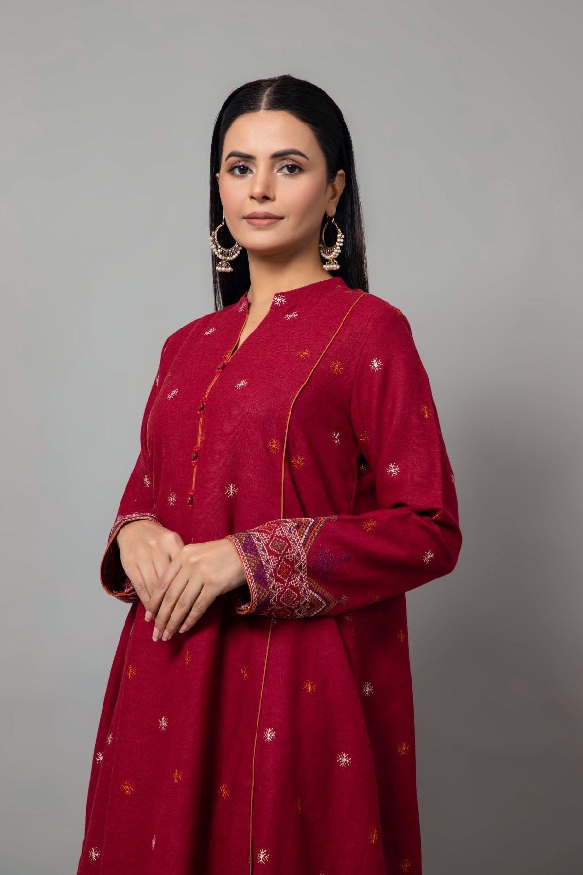 EMBROIDERED COTTON KARANDI 2 PCS (UNSTITCHED)