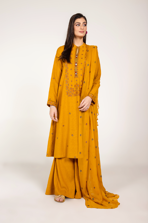EMBROIDERED COTTON KARANDI 3 PCS (UNSTITCHED)