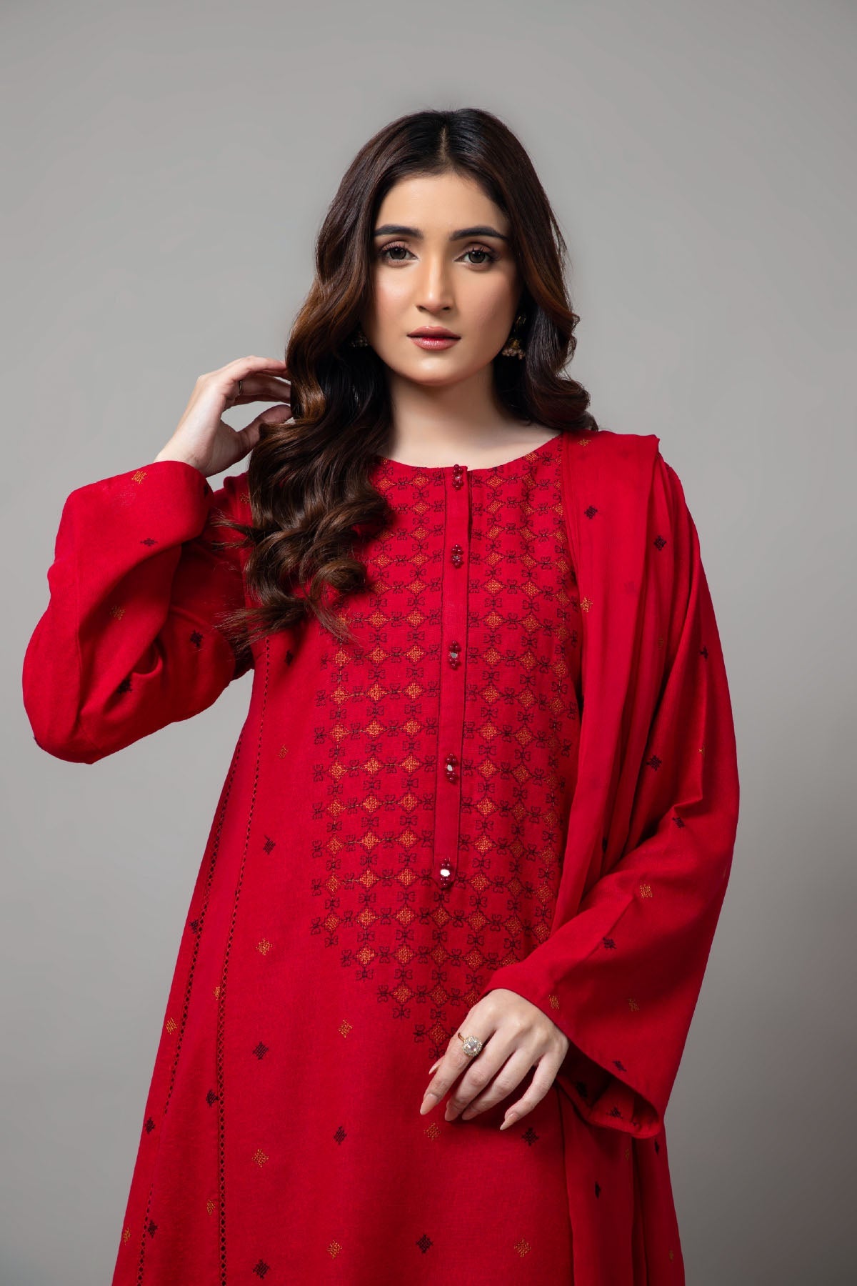 EMBROIDERED COTTON KARANDI 3 PCS (UNSTITCHED)