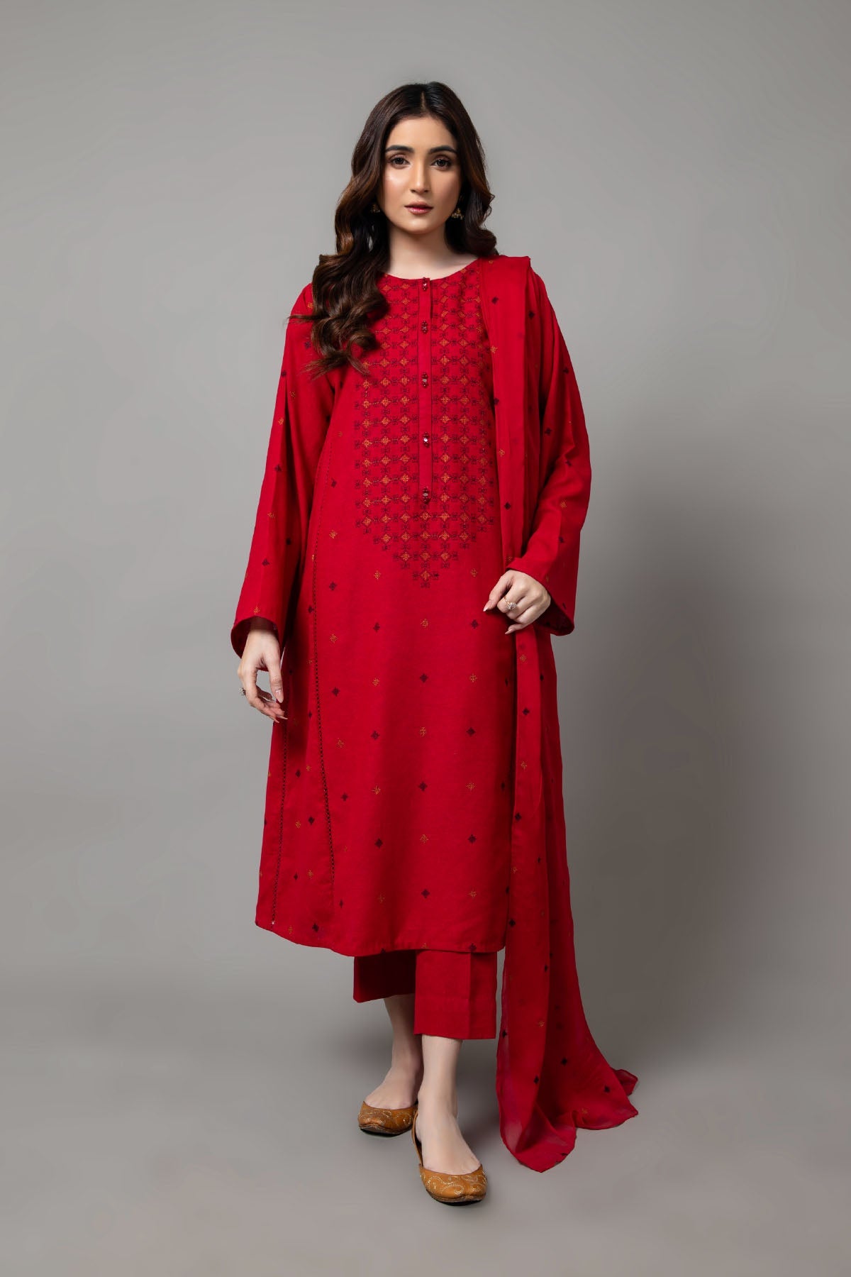 EMBROIDERED COTTON KARANDI 3 PCS (UNSTITCHED)
