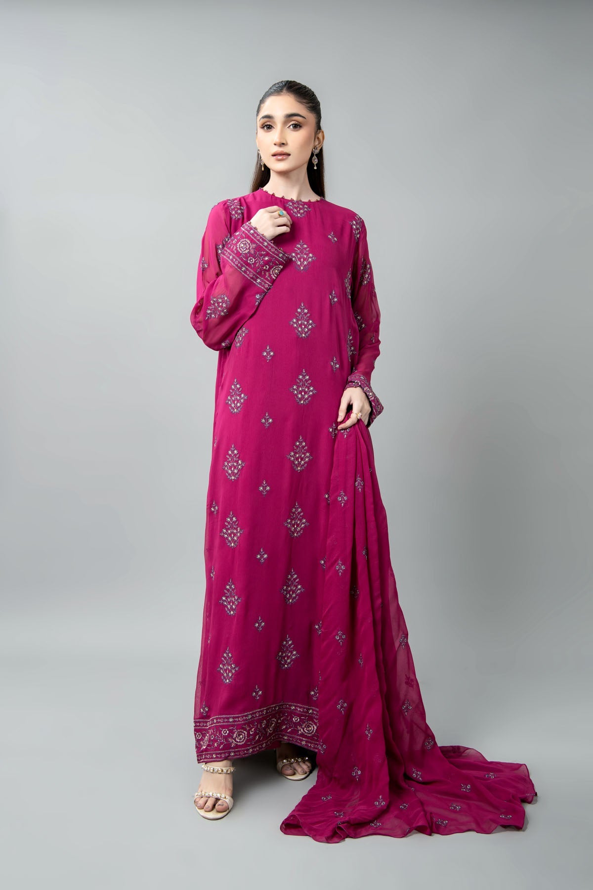 EMBROIDERED & EMBELISHED CHIFFON 3 PCS (UNSTITCHED)