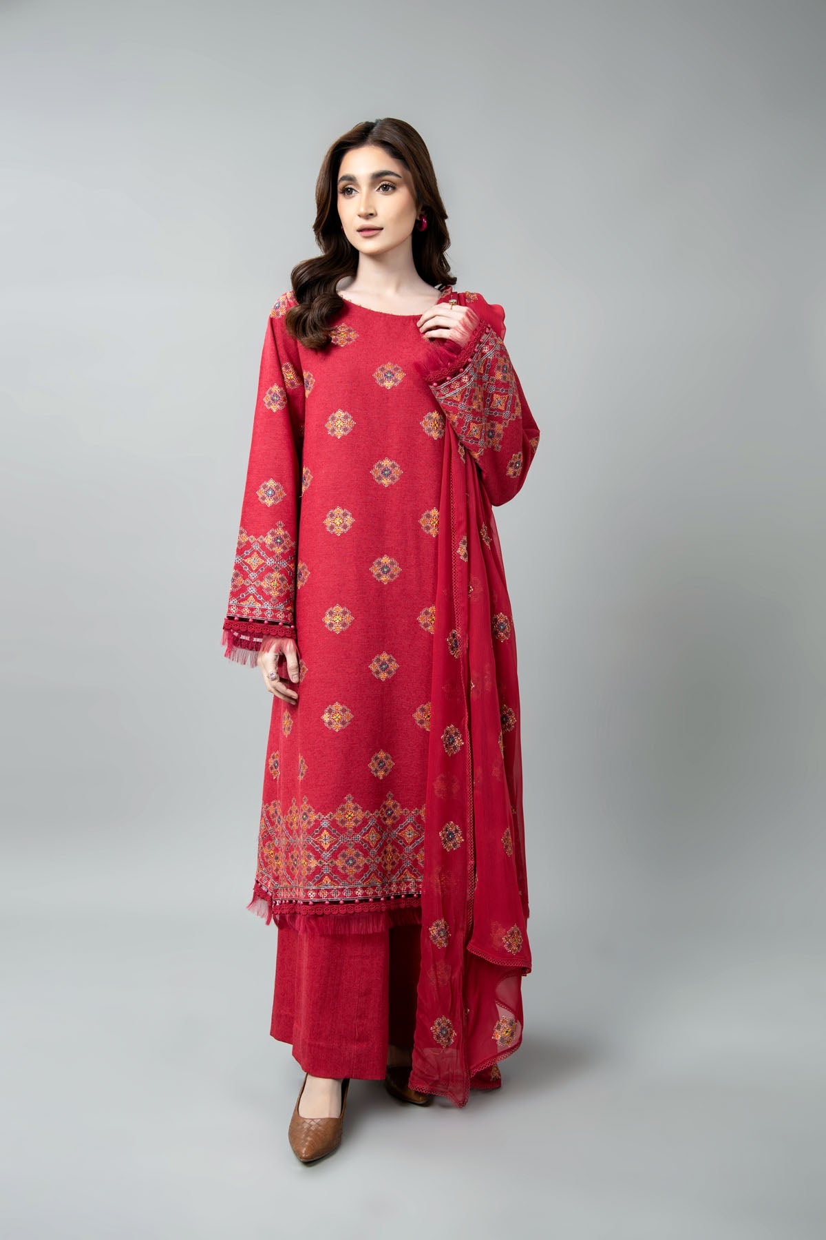 EMBROIDERED COTTON KARANDI 3 PCS (UNSTITCHED)