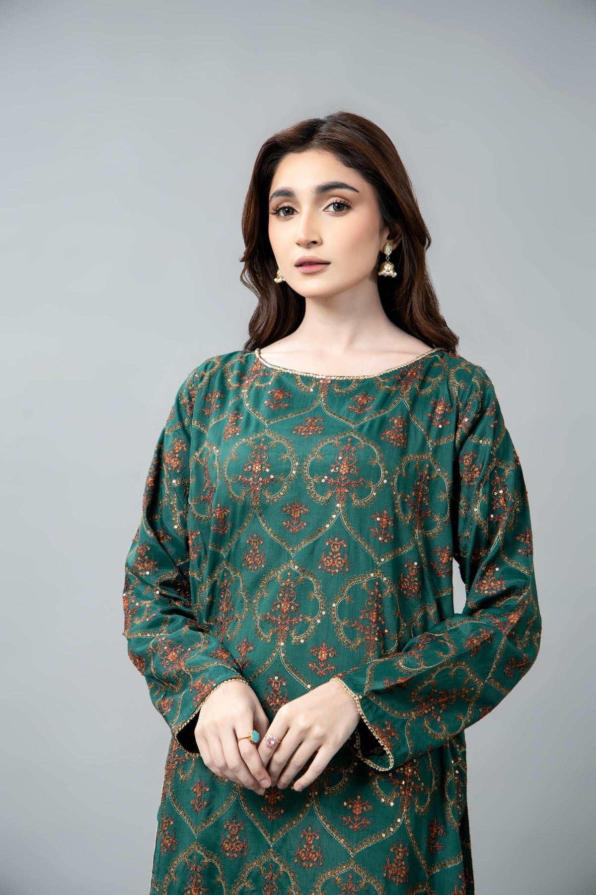 EMBROIDERED & EMBELISHED RAW SILK 2 PCS (UNSTITCHED)