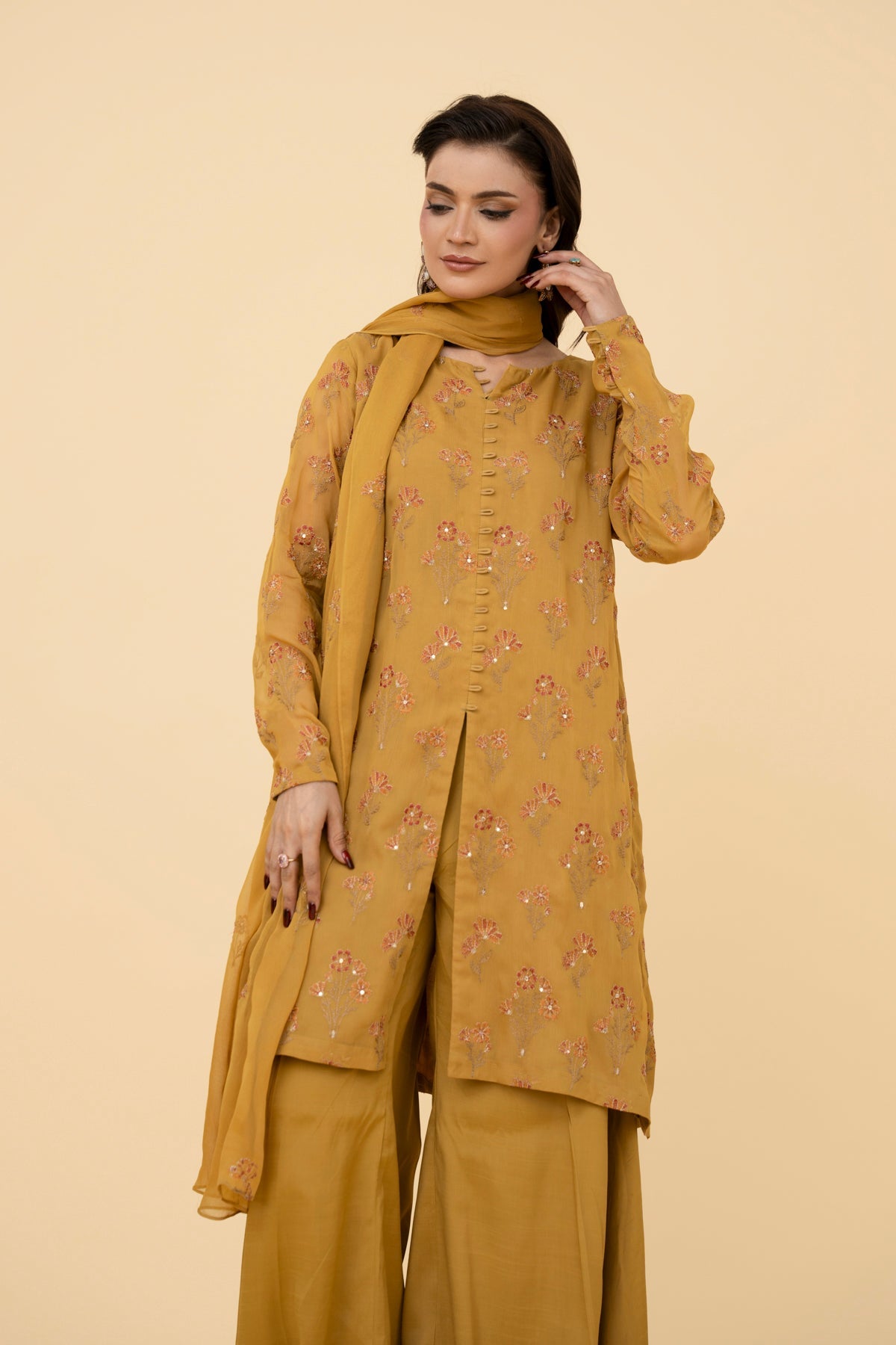 EMBROIDERED & EMBELISHED CHIFFON 3 PCS (UNSTITCHED)