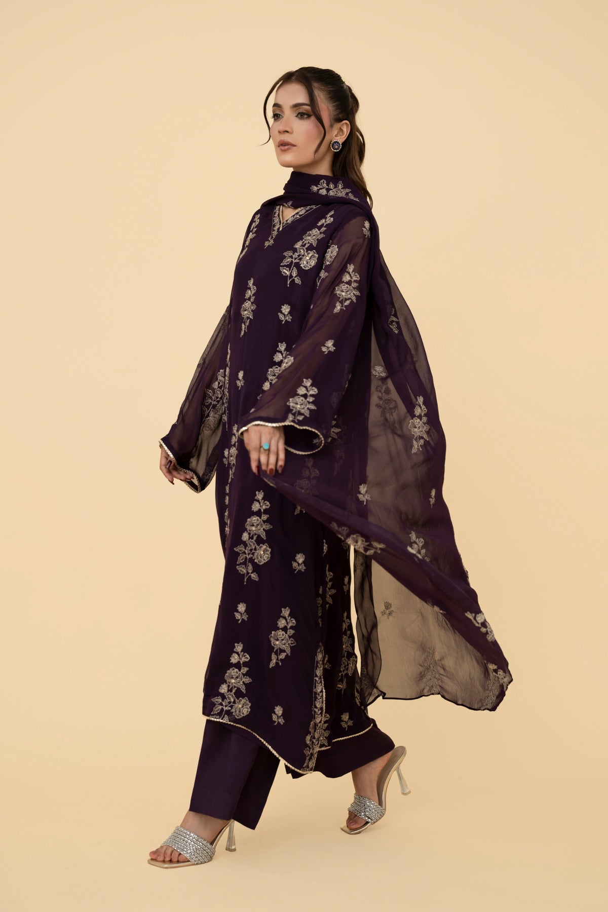 EMBROIDERED & EMBELISHED CHIFFON 3 PCS (UNSTITCHED)