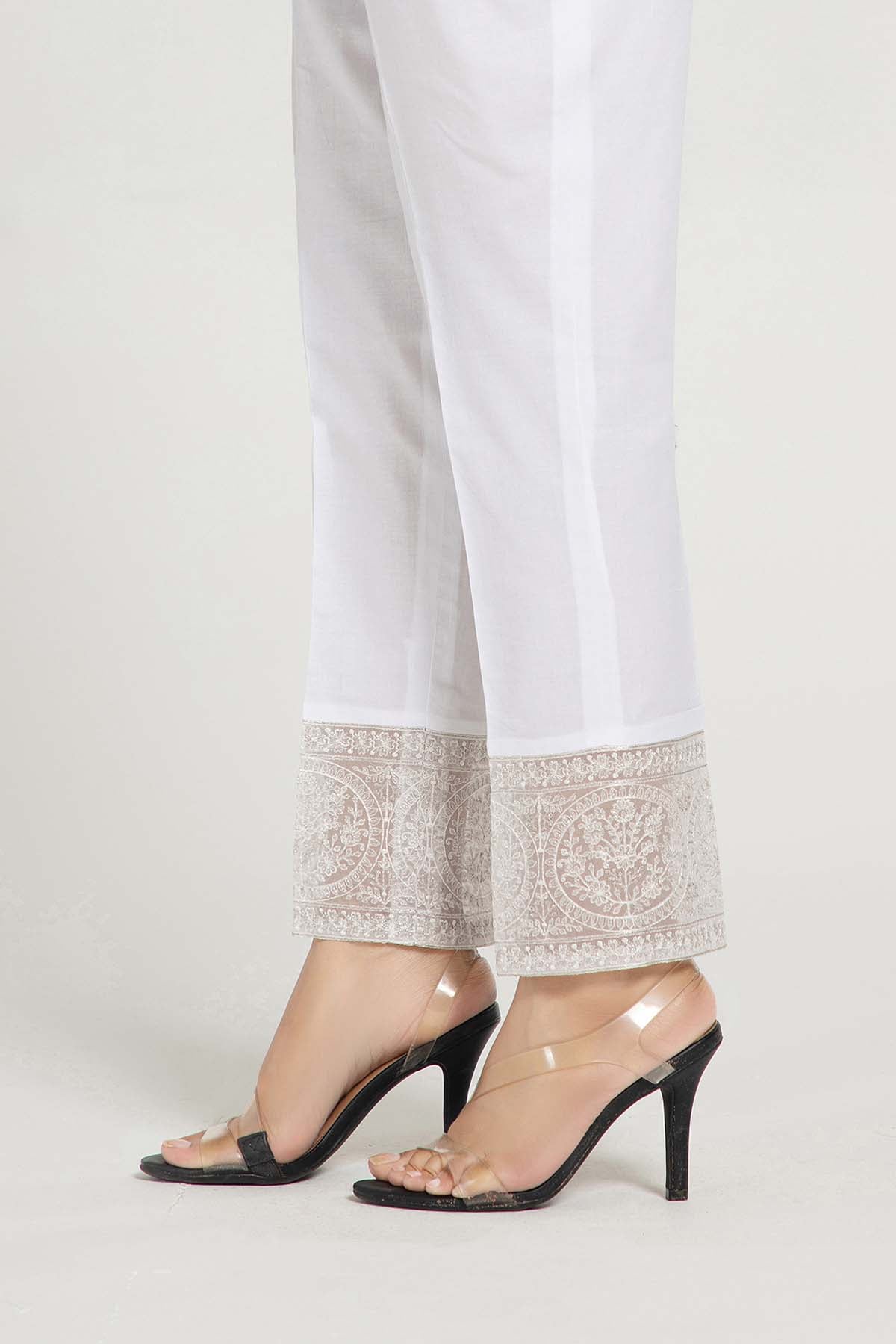 EMBROIDERED CAMBRIC TROUSER