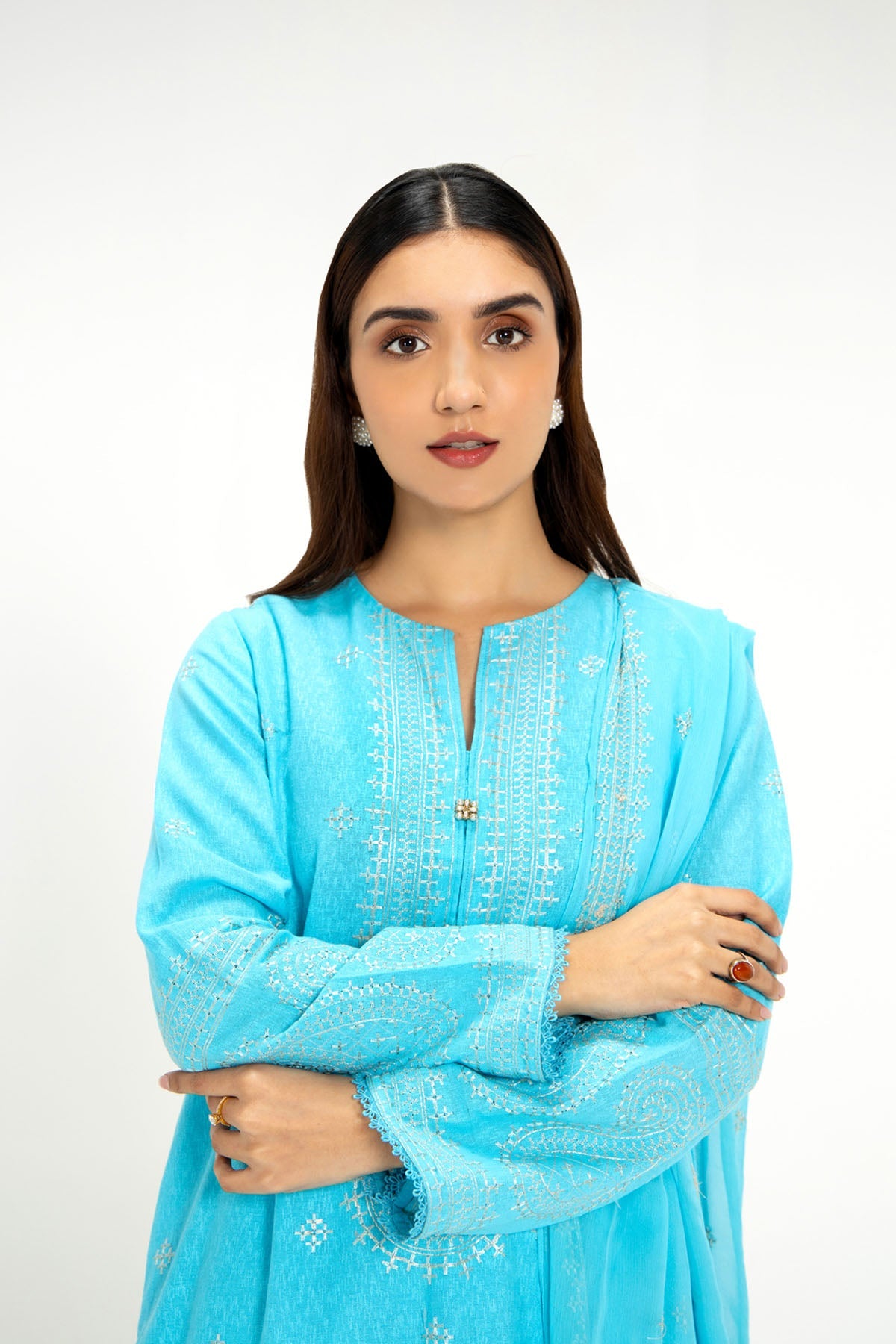EMBROIDERED COTTON KARANDI 3 PCS (UNSTITCHED)