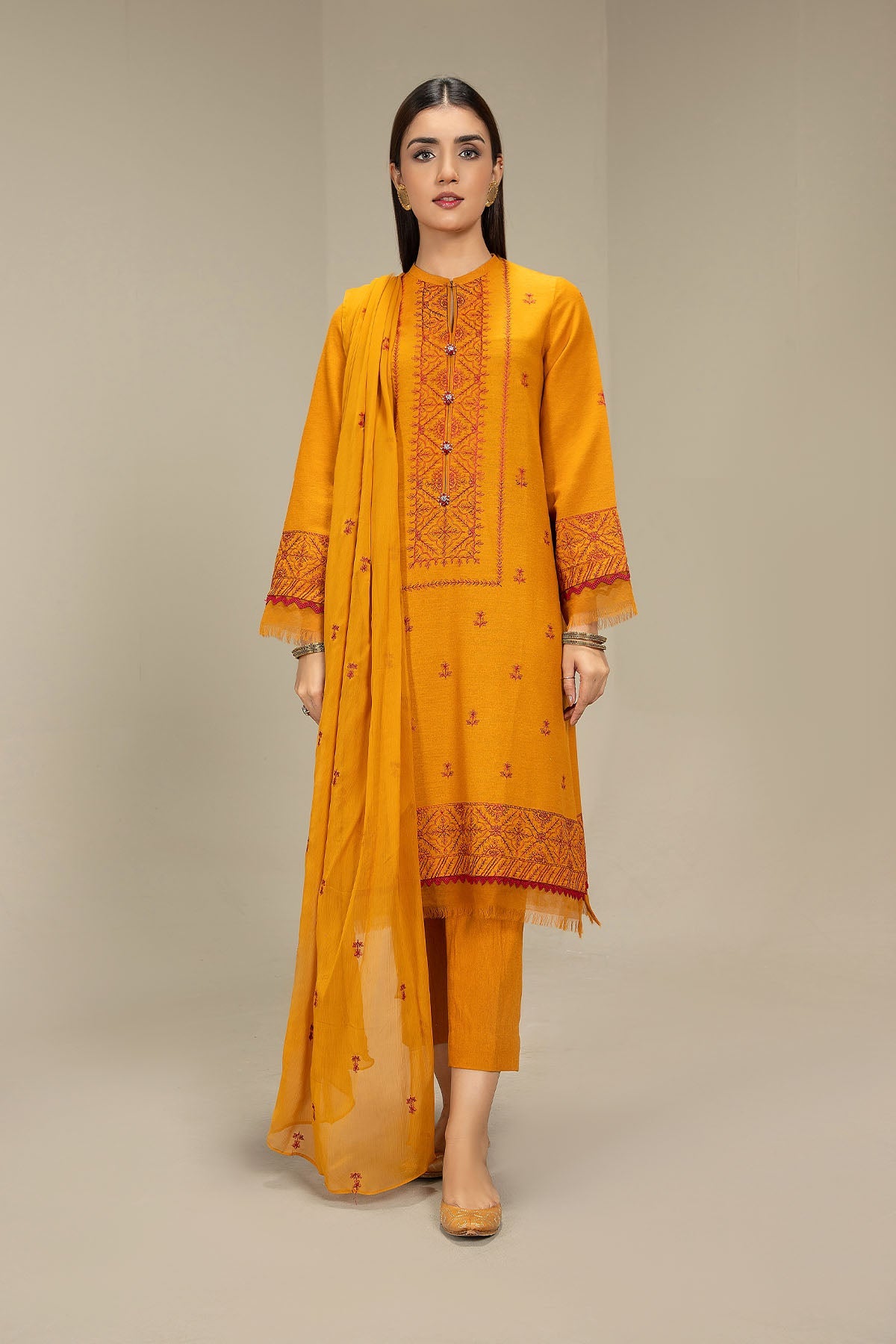 EMBROIDERED COTTON KARANDI 3PCS (UNSTITCHED)