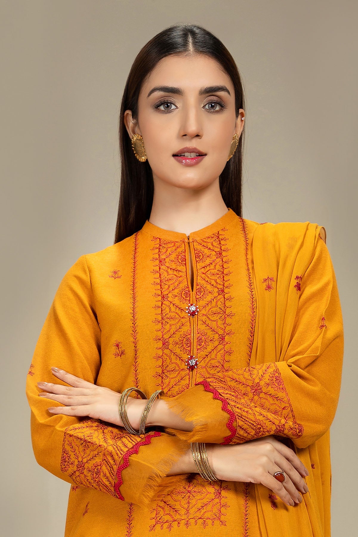 EMBROIDERED COTTON KARANDI 3PCS (UNSTITCHED)