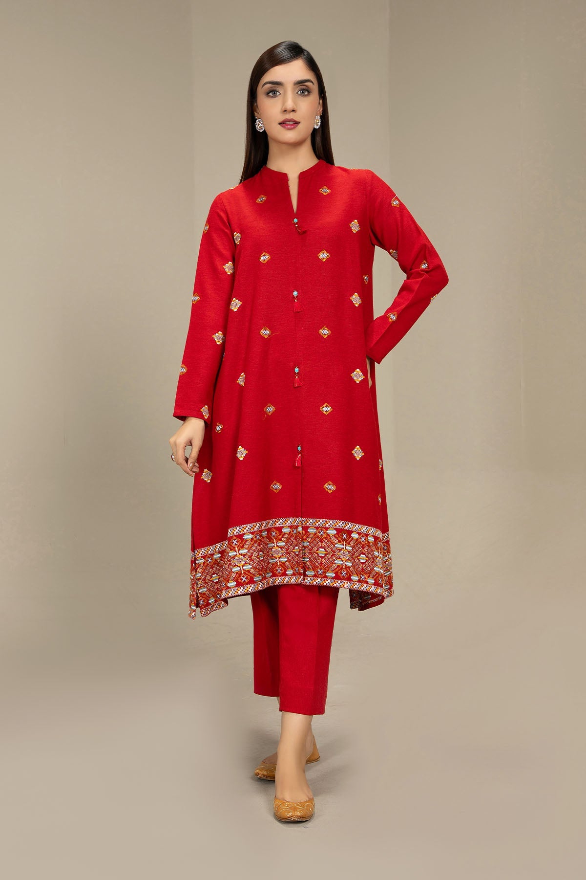 EMBROIDERED COTTON KARANDI 2PCS (UNSTITCHED)