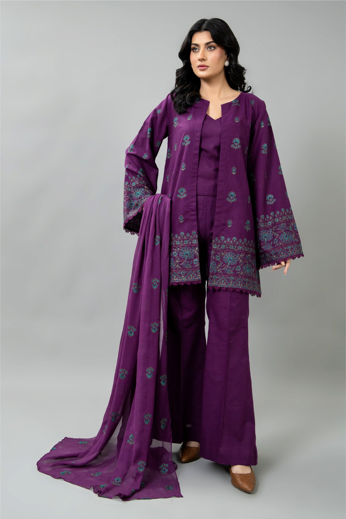 EMBROIDERED SLUB KHADDAR 3 PCS (UNSTITCHED)