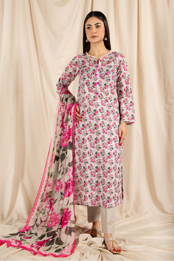 PRINTED LAWN  3 PCS (STITCHED)