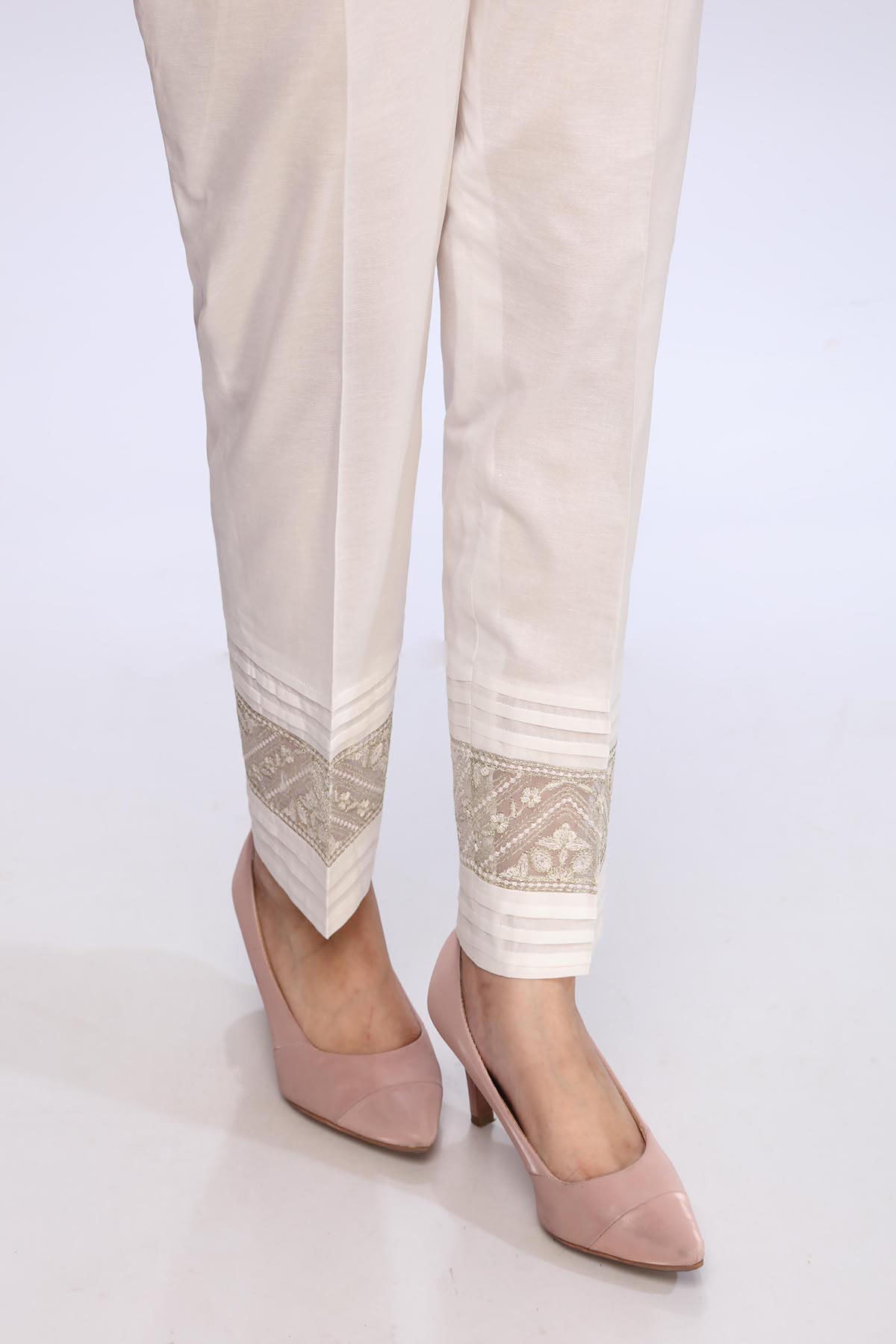 EMBROIDERED CAMBRIC TROUSER