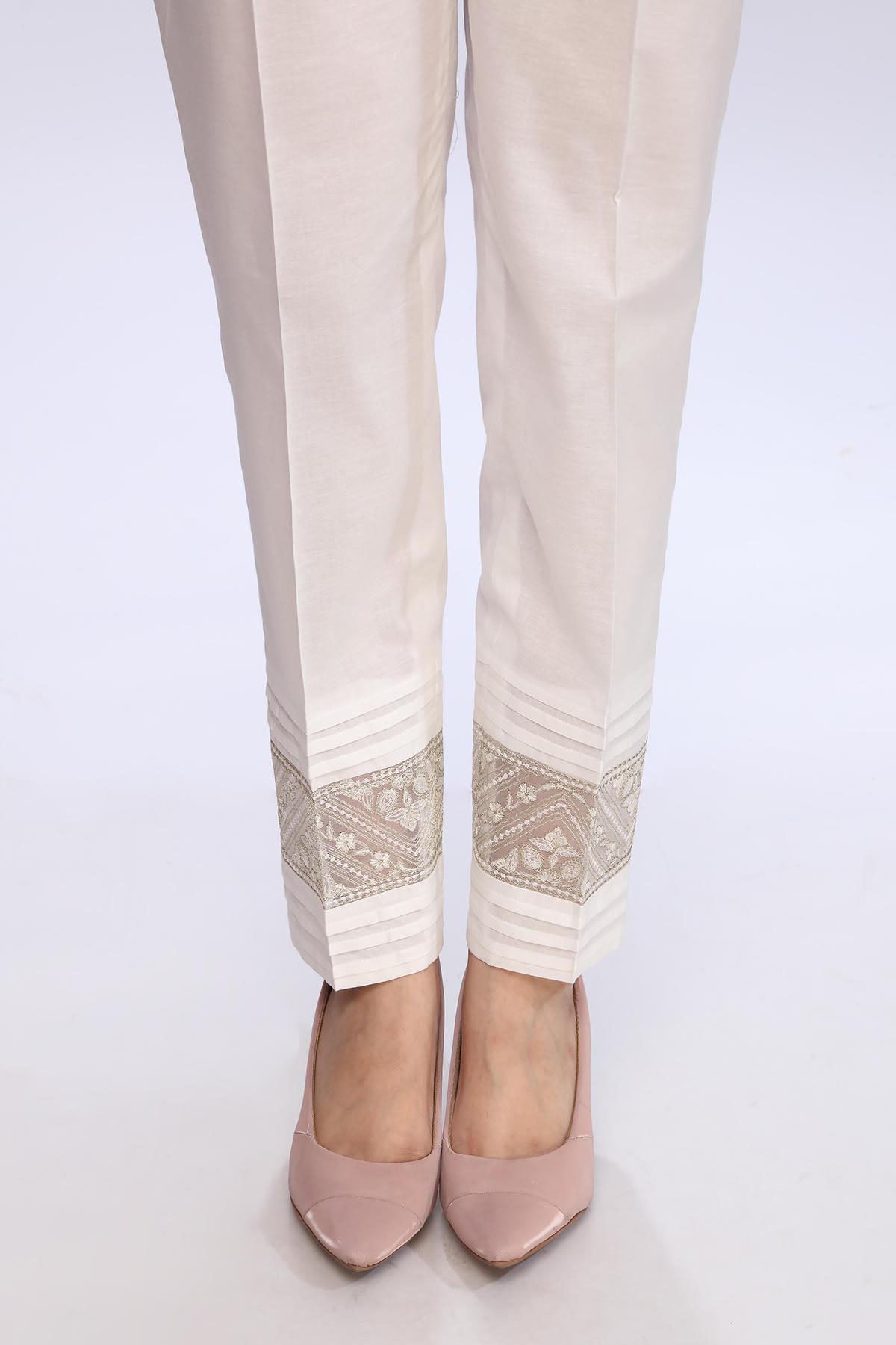 EMBROIDERED CAMBRIC TROUSER