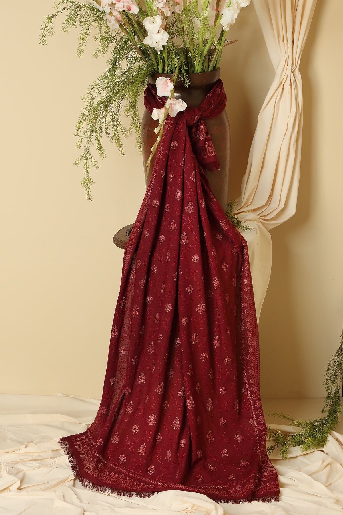 EMBROIDERED KARANDI LAWN SHAWL