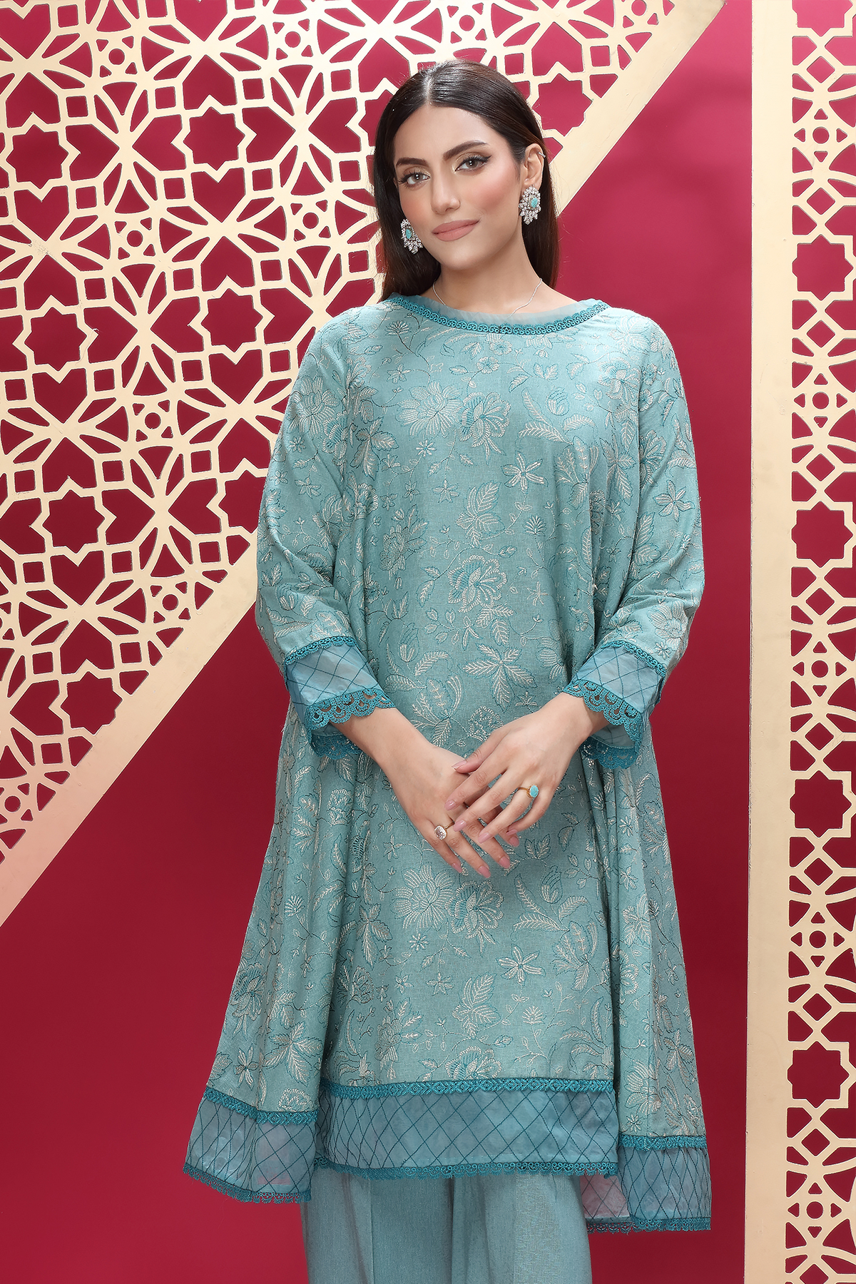 EMBROIDERED COTTON KARANDI 2 PCS (UNSTITCHED)