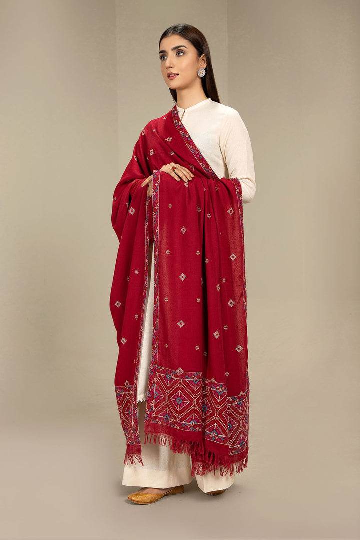 EMBROIDERED KARANDI LAWN SHAWL 1PCS