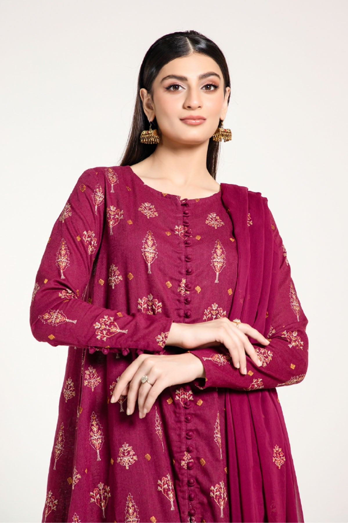 EMBROIDERED COTTON KARANDI  3 PCS (UNSTITCHED)