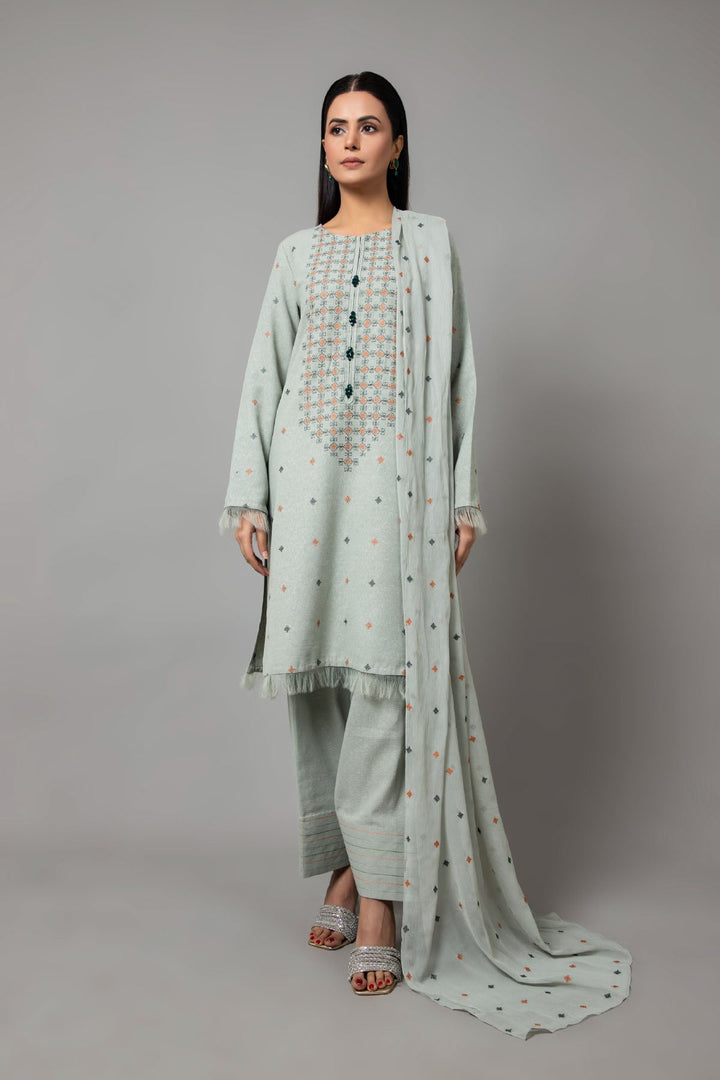 EMBROIDERED COTTON KARANDI  3 PCS (UNSTITCHED)