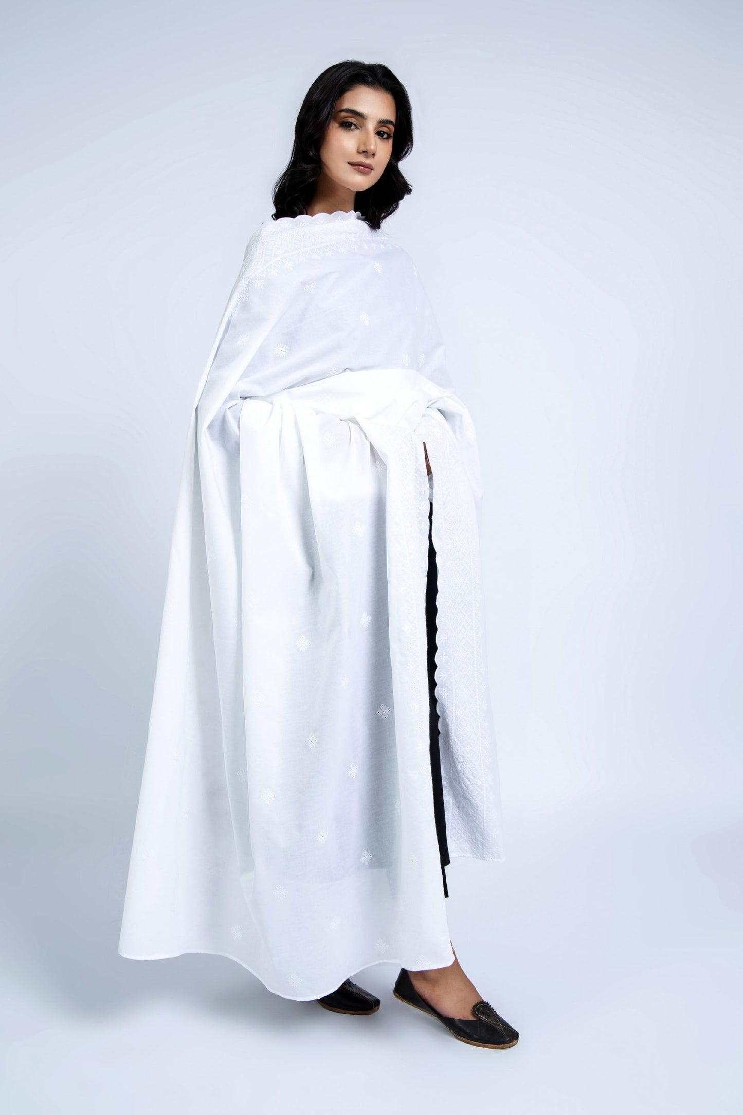EMBROIDERED LAWN SHAWL