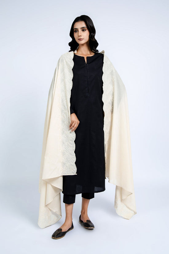 EMBROIDERED LAWN SHAWL