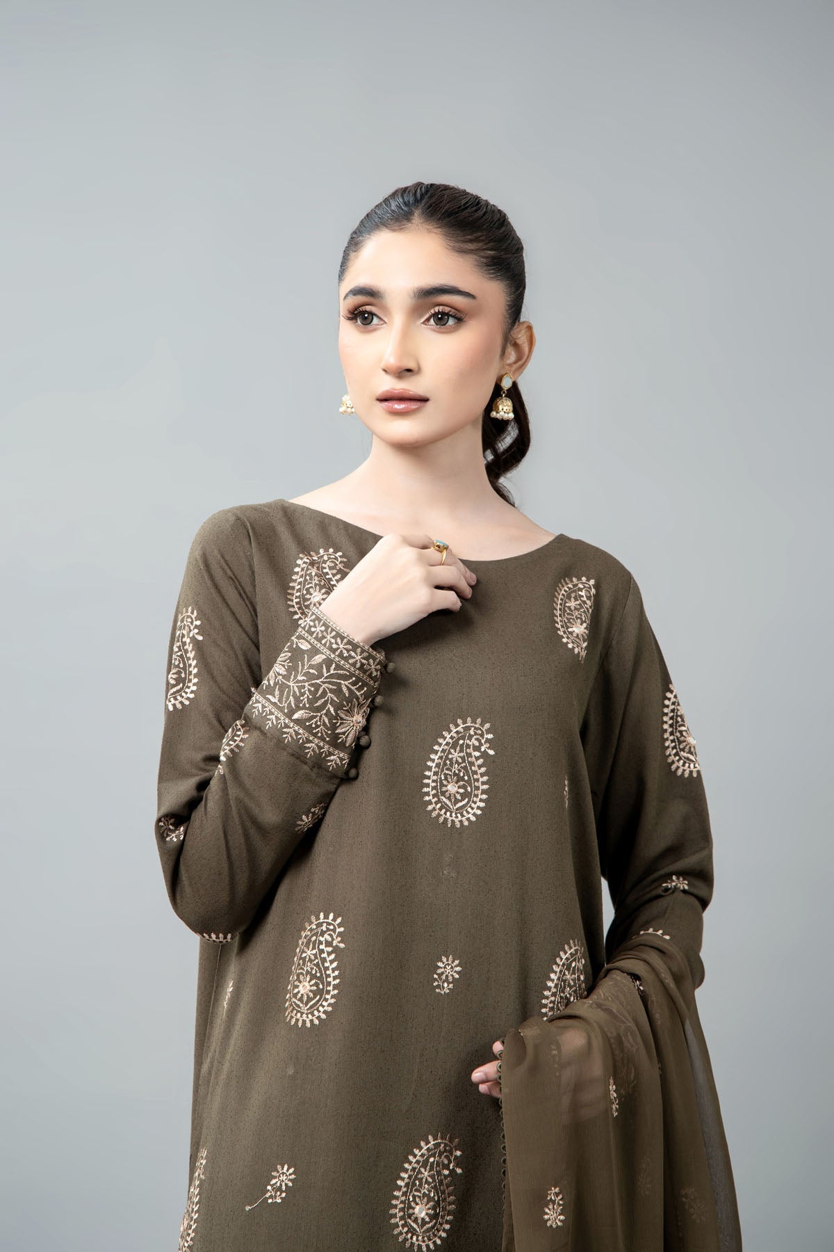 EMBROIDERED & SHEESHA WORK KARANDI LAWN 3 PCS (UNSTITCHED)