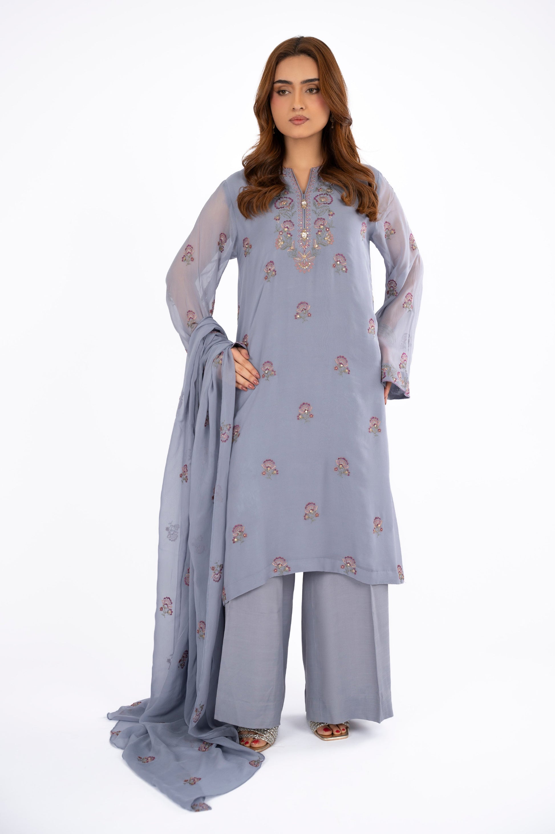 EMBROIDERED & EMBELISHED CHIFFON 3 PCS (UNSTITCHED)