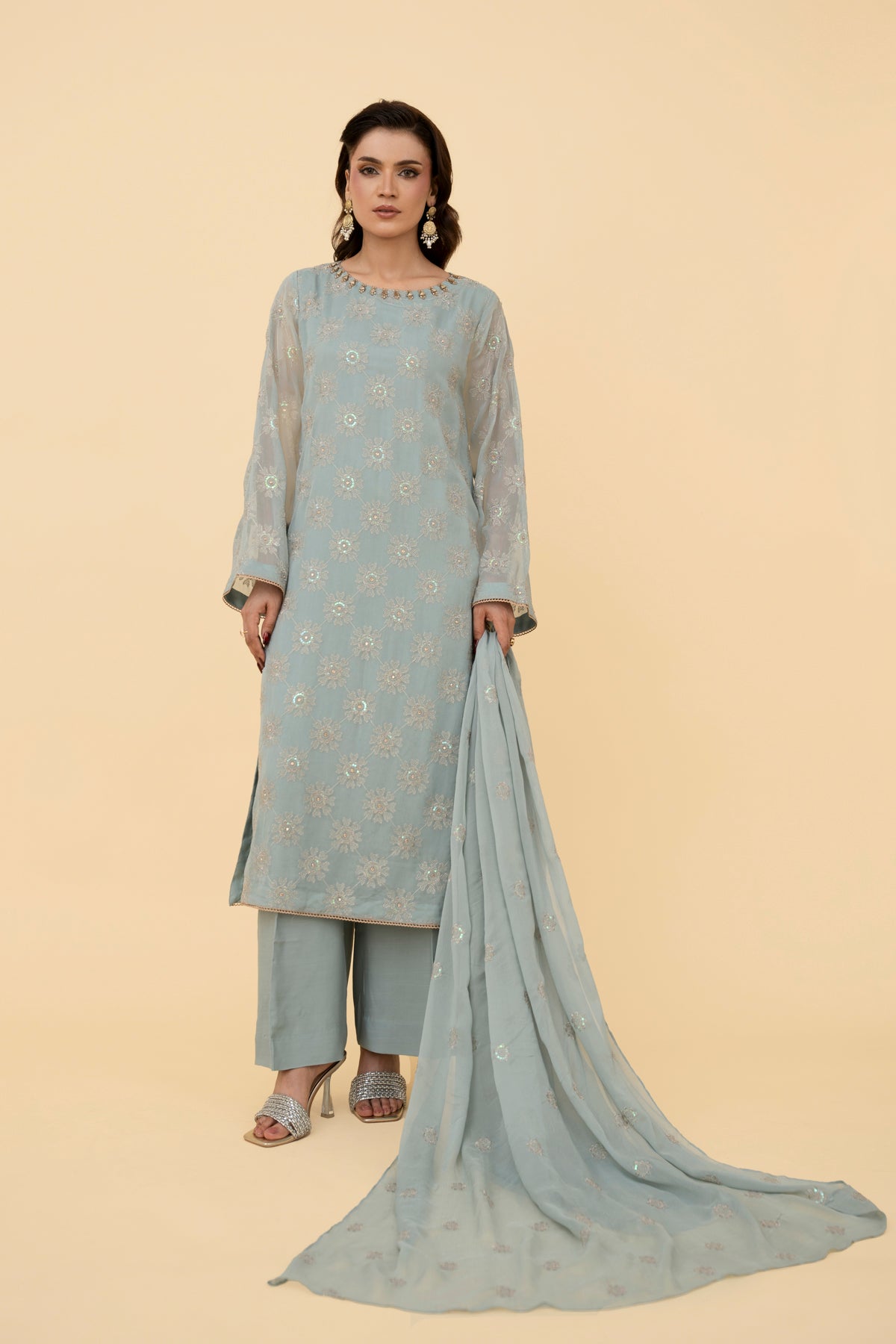 EMBROIDERED & EMBELISHED CHIFFON 3 PCS (UNSTITCHED)