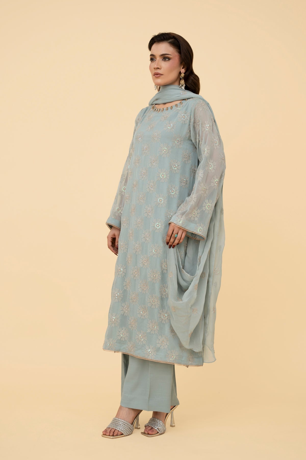 EMBROIDERED & EMBELISHED CHIFFON 3 PCS (UNSTITCHED)