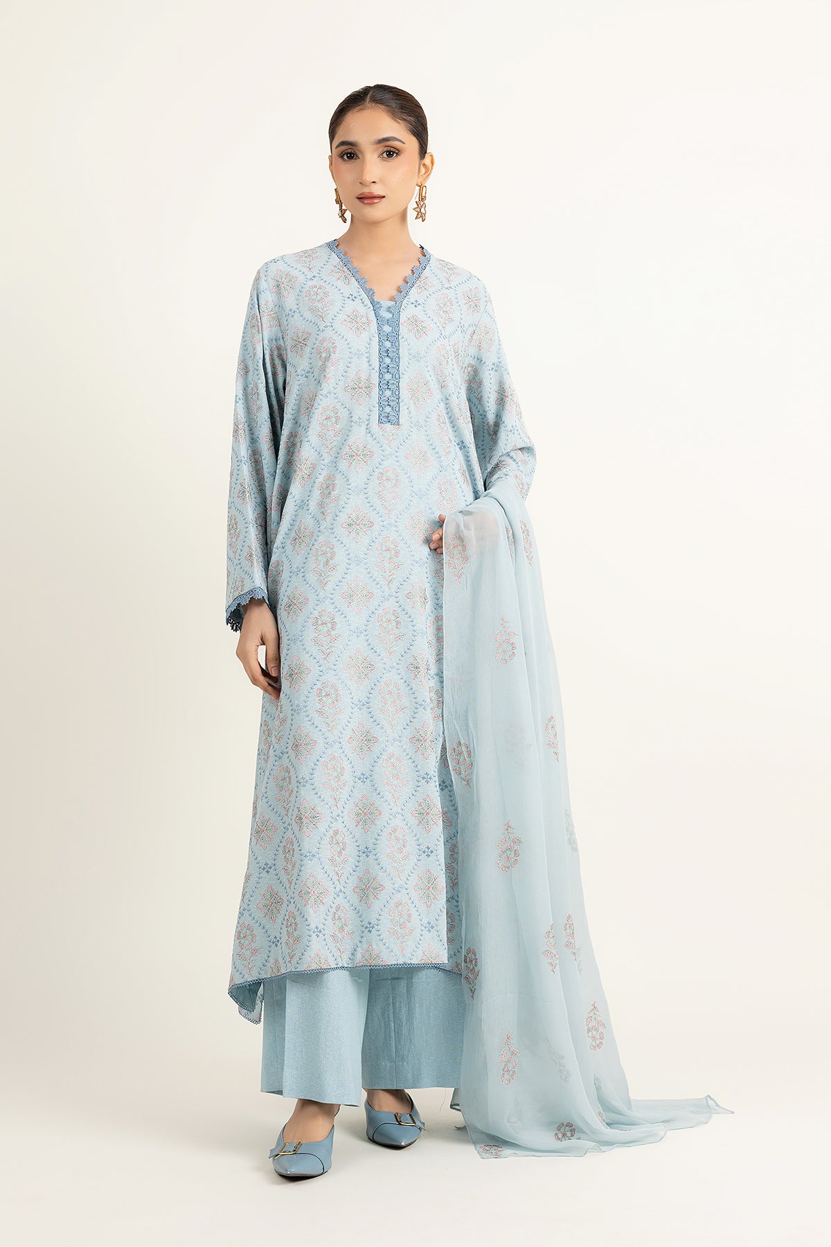 EMBROIDERED COTTON KARANDI 3 PCS (UNSTITCHED)