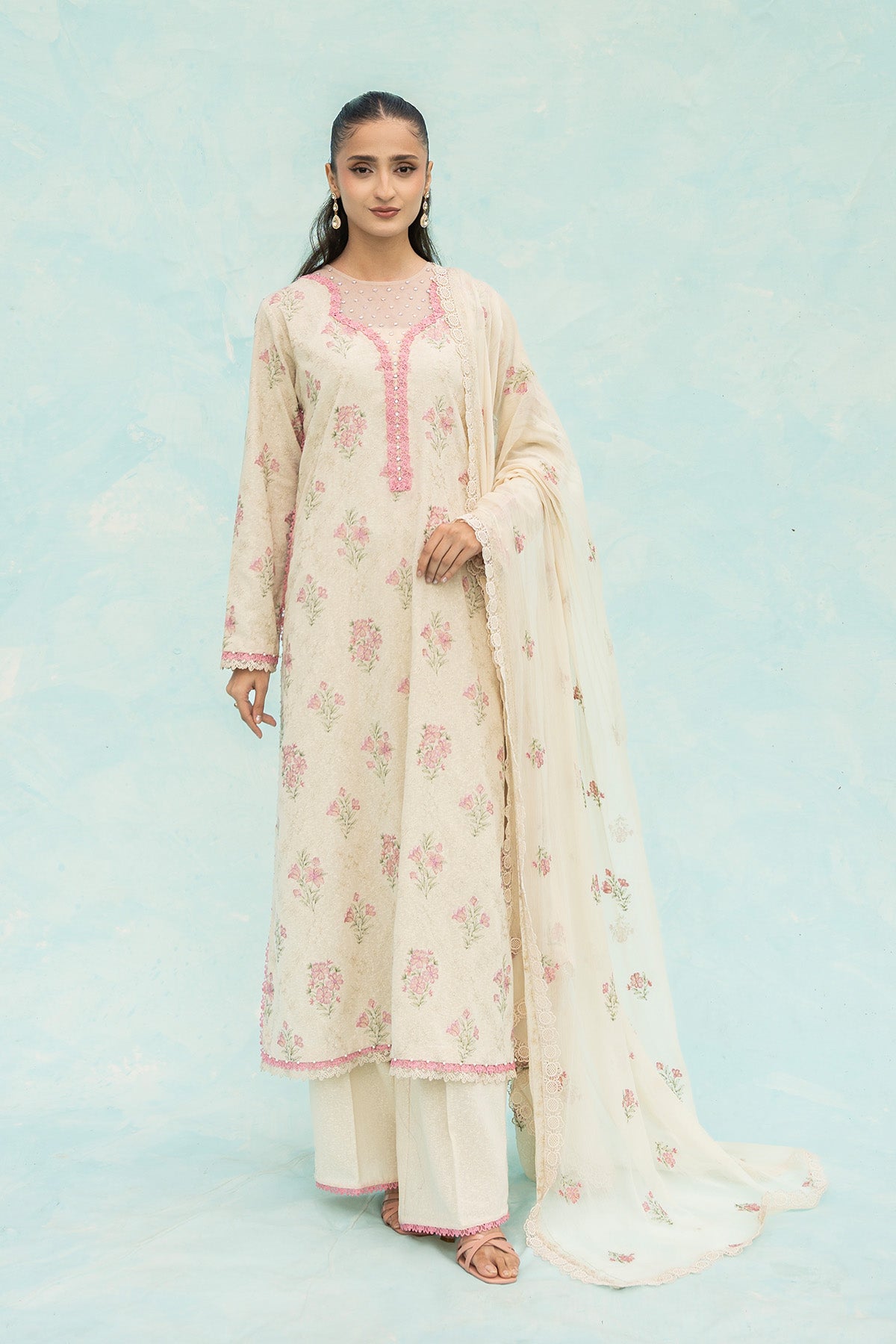 EMBROIDERED COTTON KARANDI 3 PCS (UNSTITCHED)