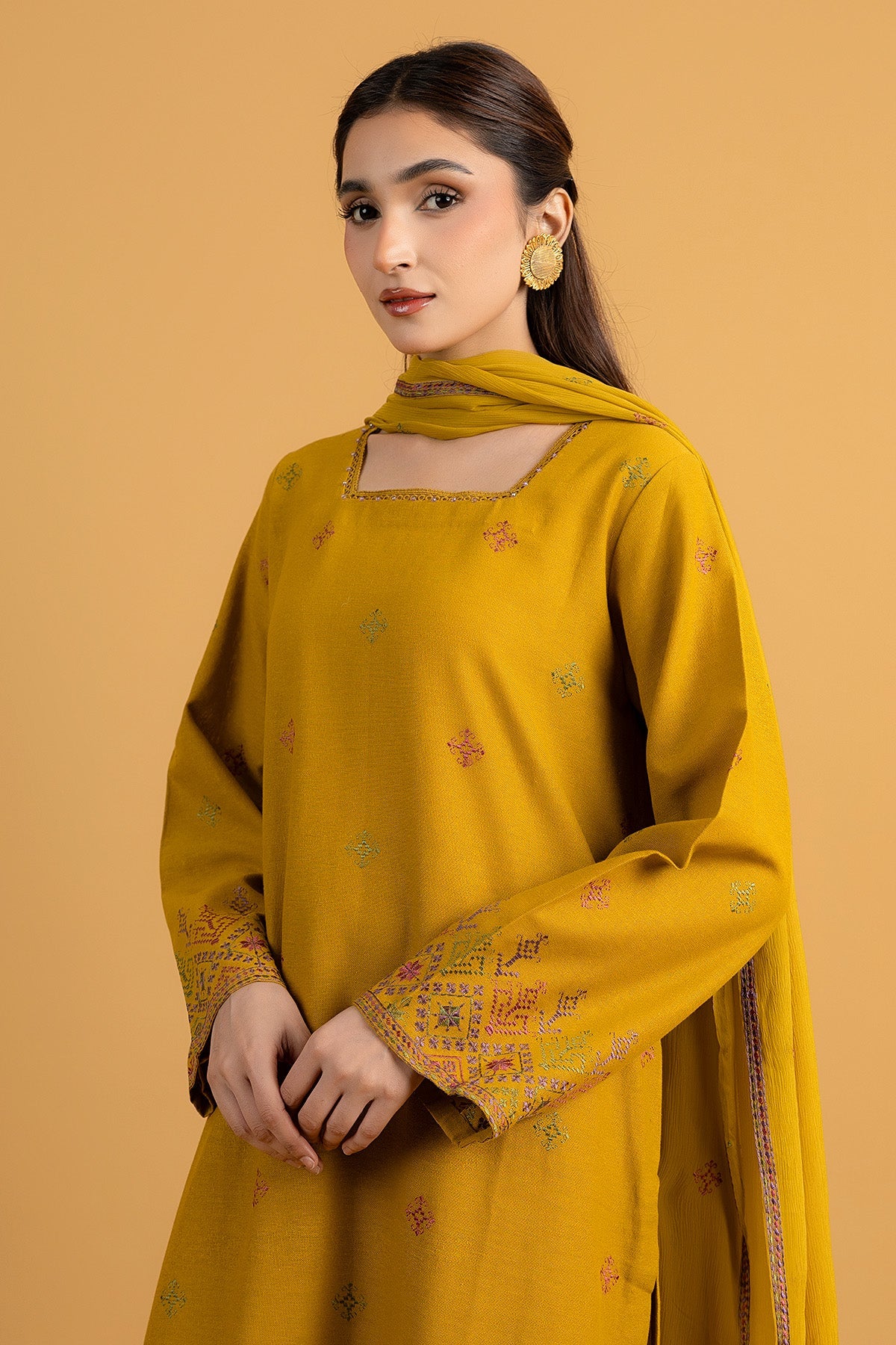 EMBROIDERED COTTON KARANDI 3 PCS (UNSTITCHED)