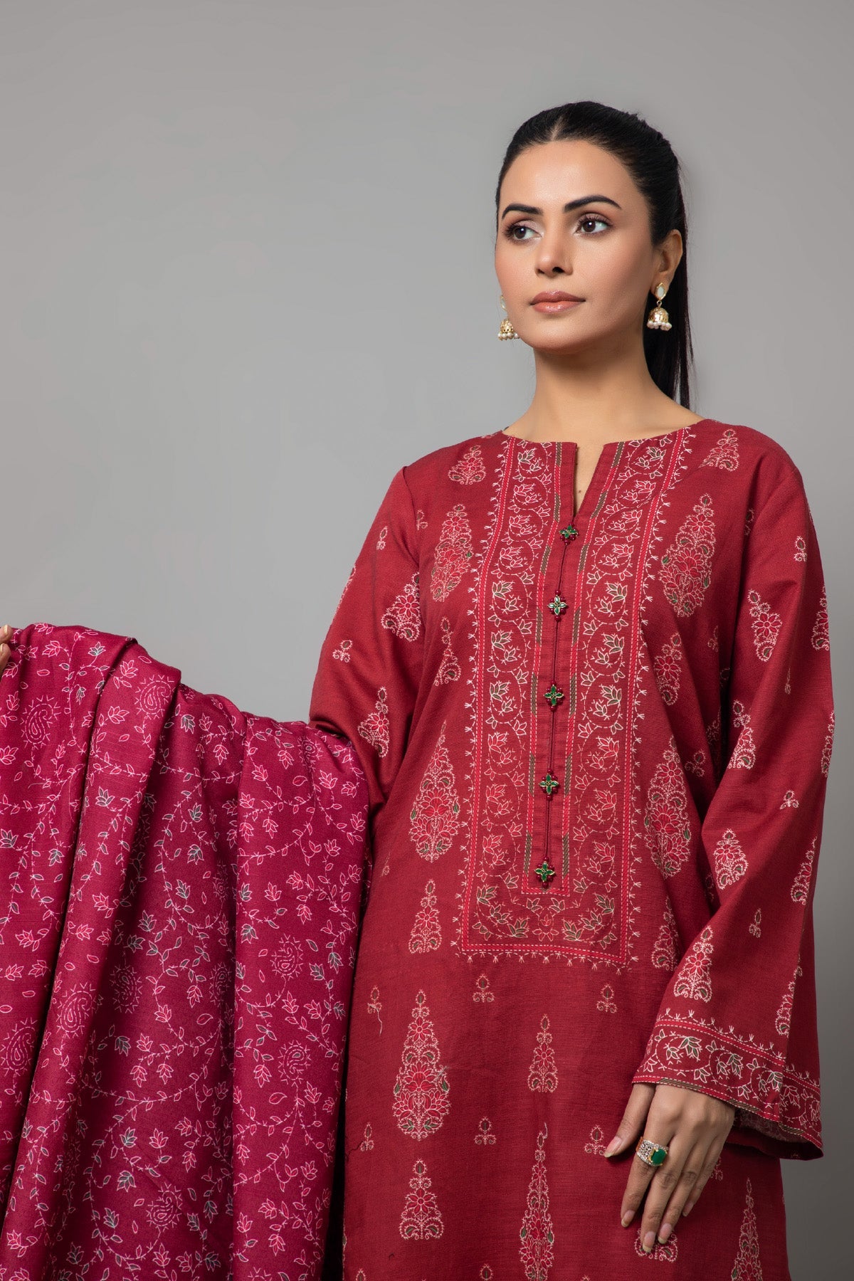 PRINTED SLUB KHADDAR 3 PCS (UNSTITCHED)