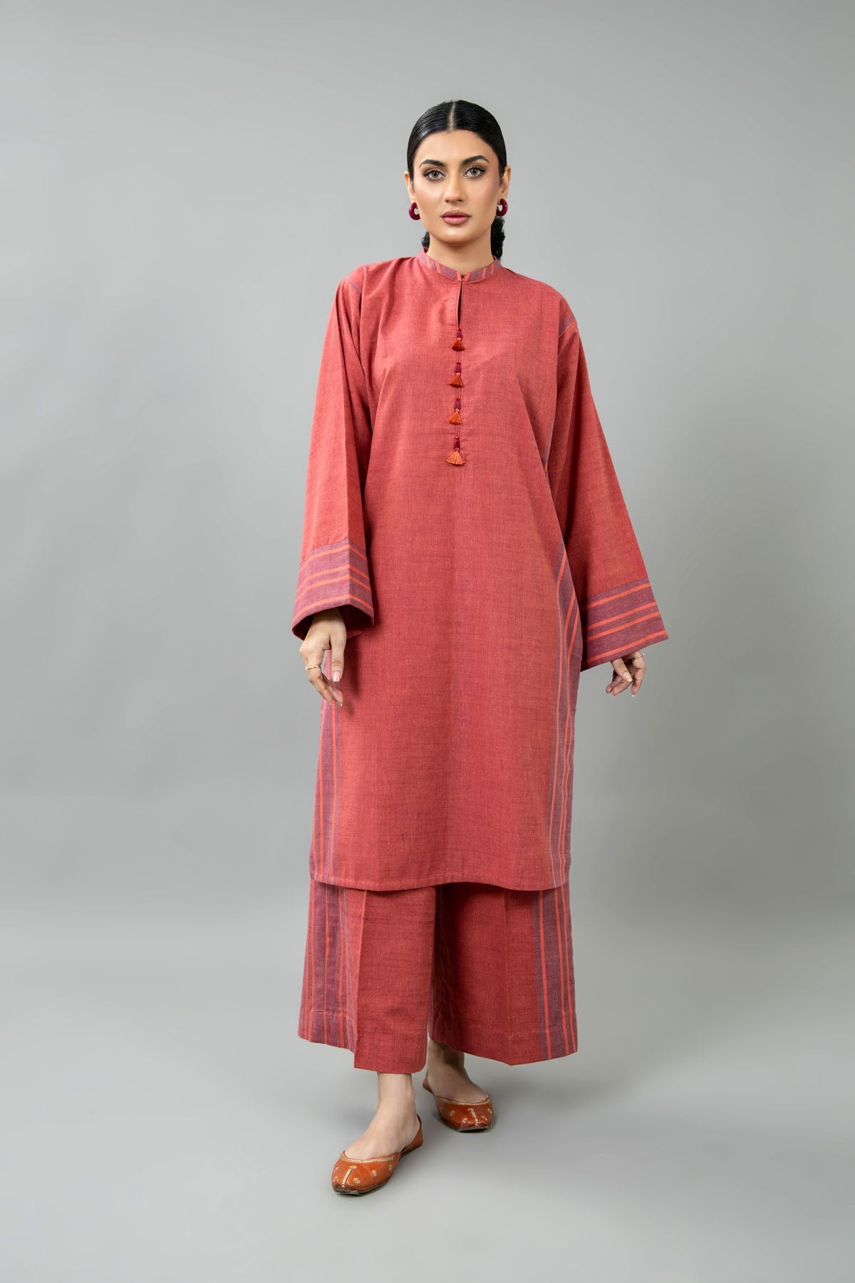 PRET SOLID YARN DYED STRIP KHADDAR 2 PCS