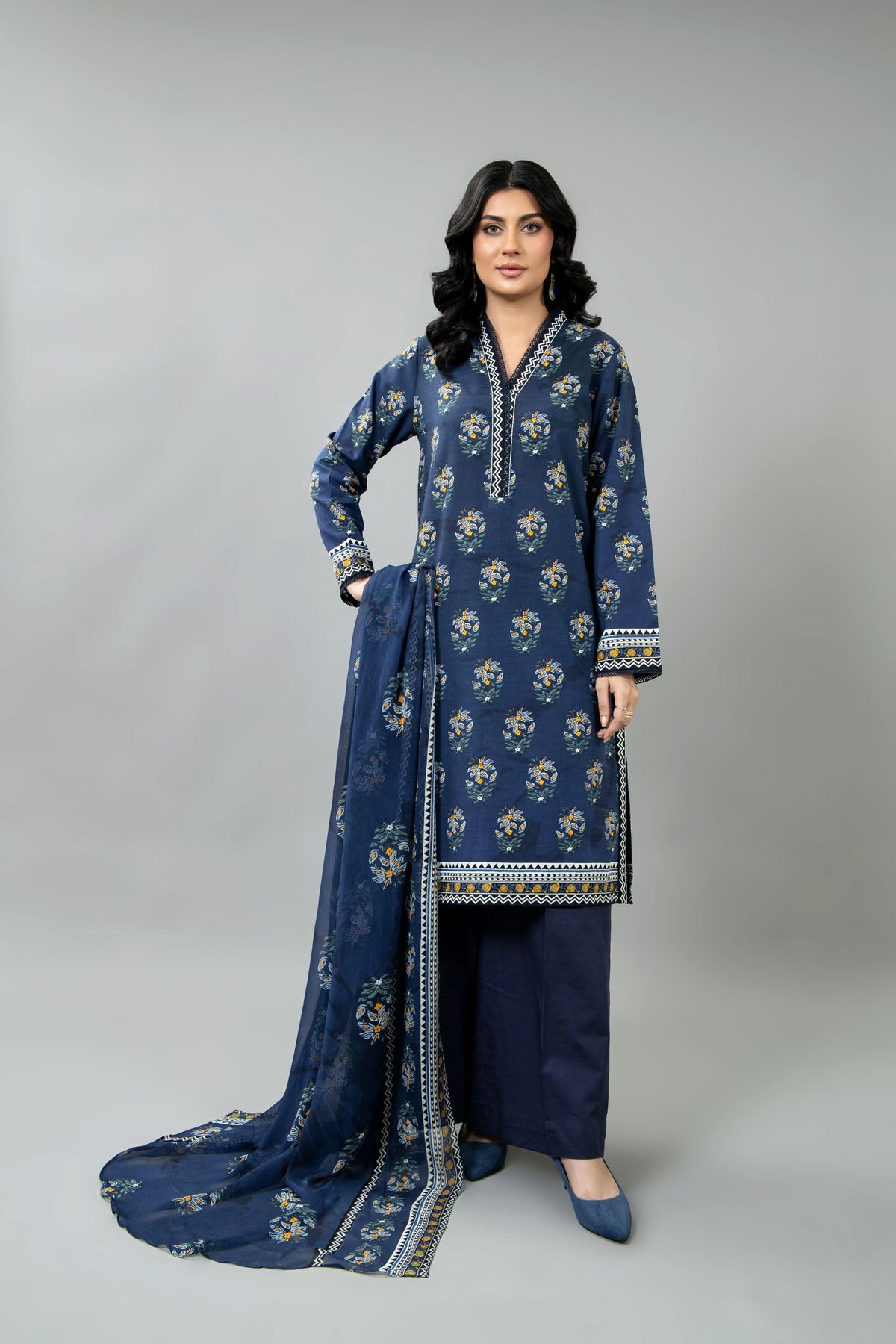 PRINTED SLUB KHADDAR 3 PCS (UNSTITCHED)