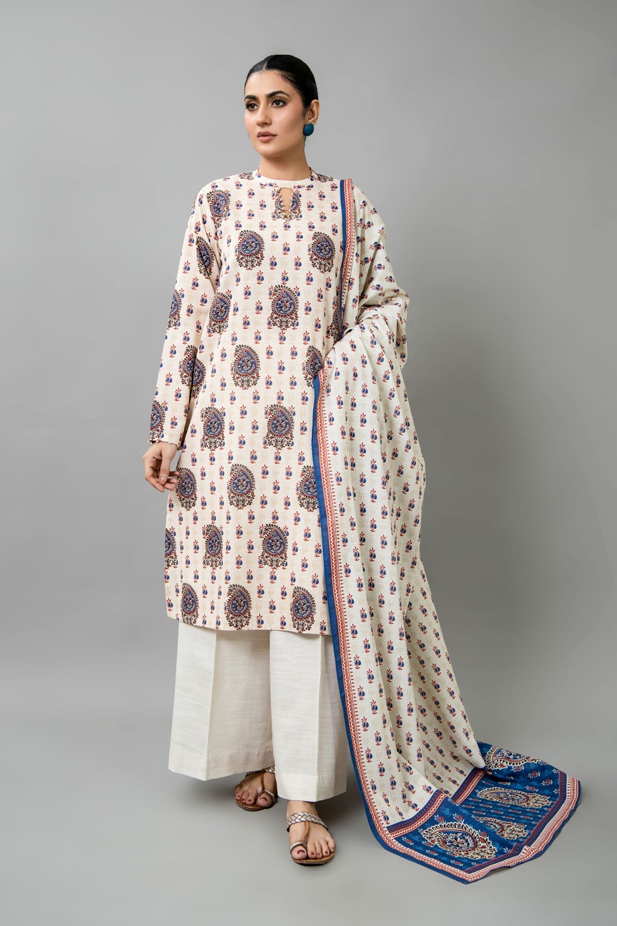 PRINTED SLUB KHADDAR 3 PCS (UNSTITCHED)