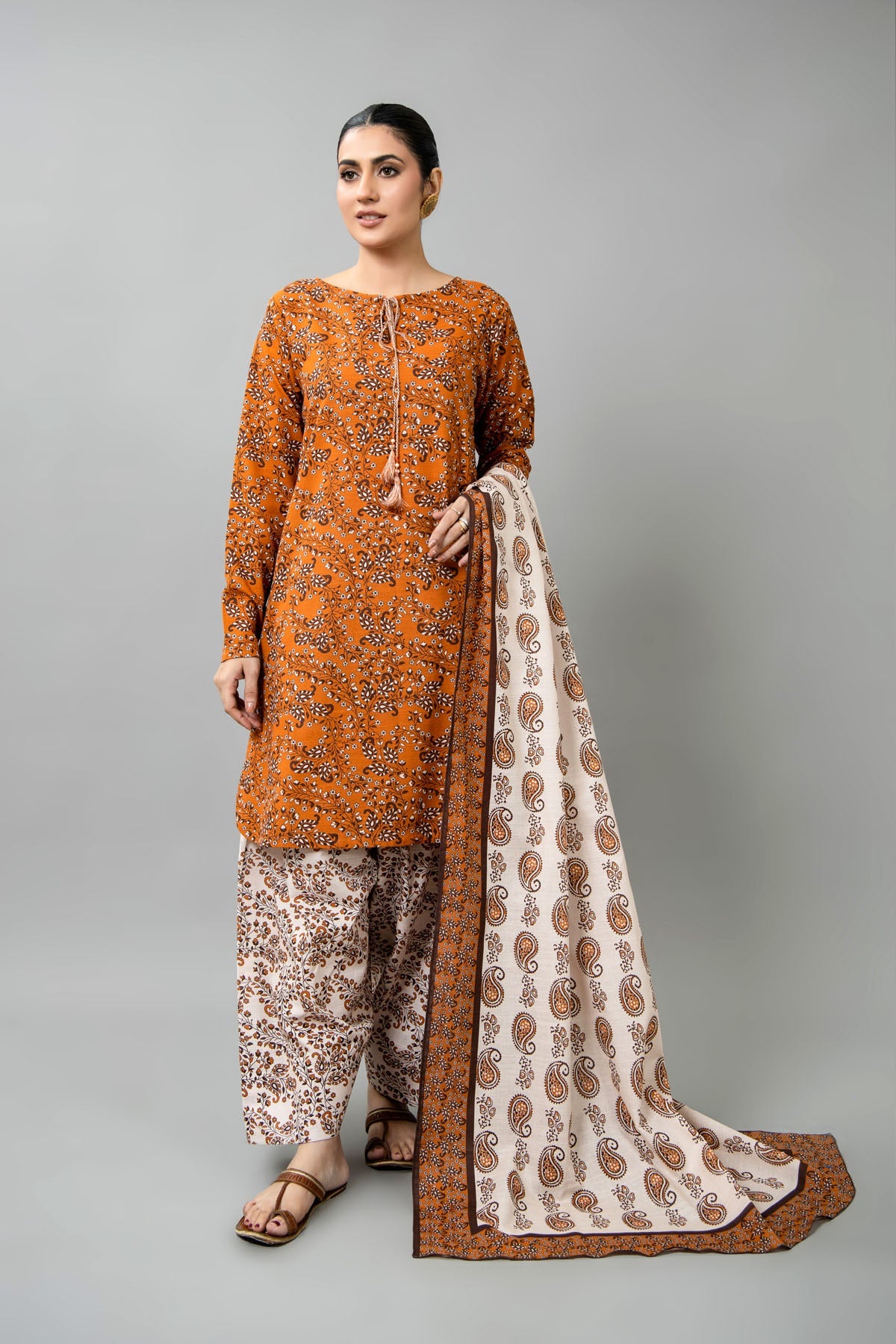PRINTED SLUB KHADDAR 3 PCS (UNSTITCHED)