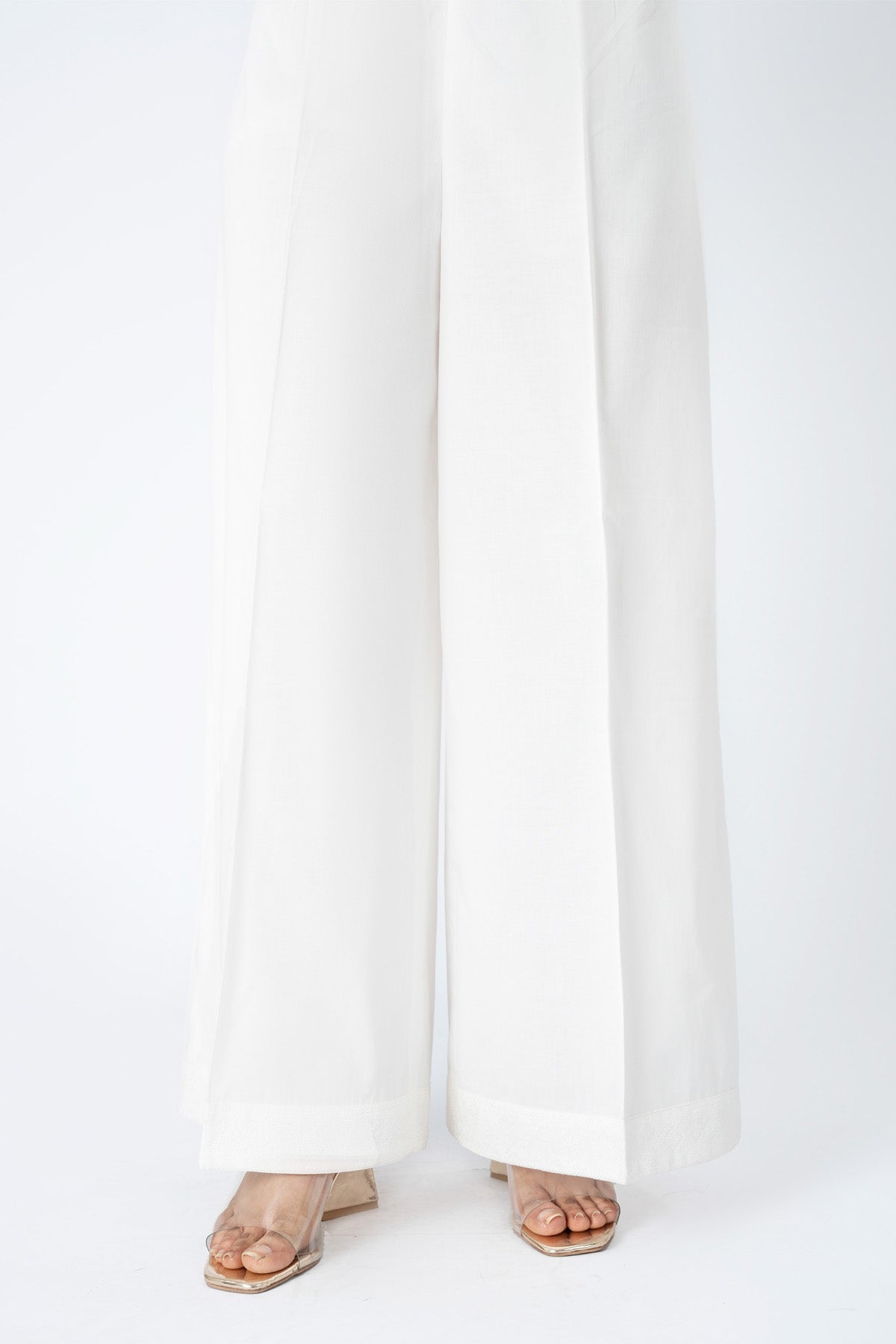EMBROIDERED CAMBRIC PLAZO