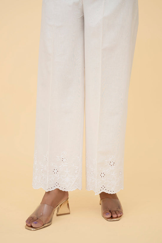 EMBROIDERED CAMBRIC PLAZO