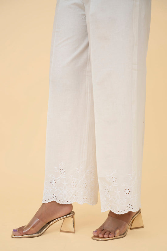 EMBROIDERED CAMBRIC PLAZO