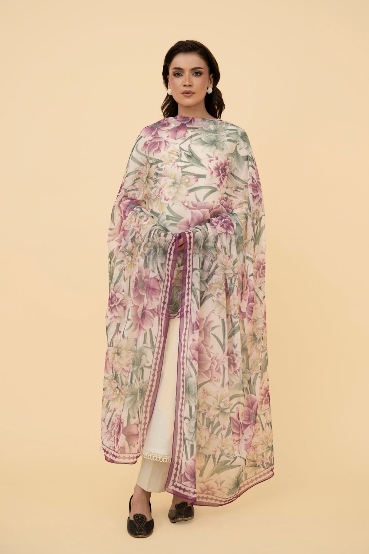 PRINTED POLY CHIFFON  1 PCS (STITCHED)