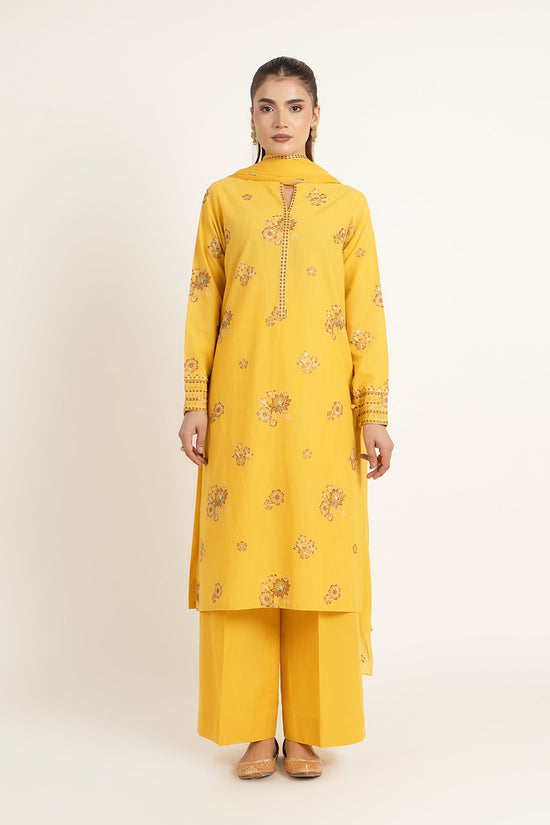PRET EMBROIDERED  SLUB KHADDAR 3 PCS